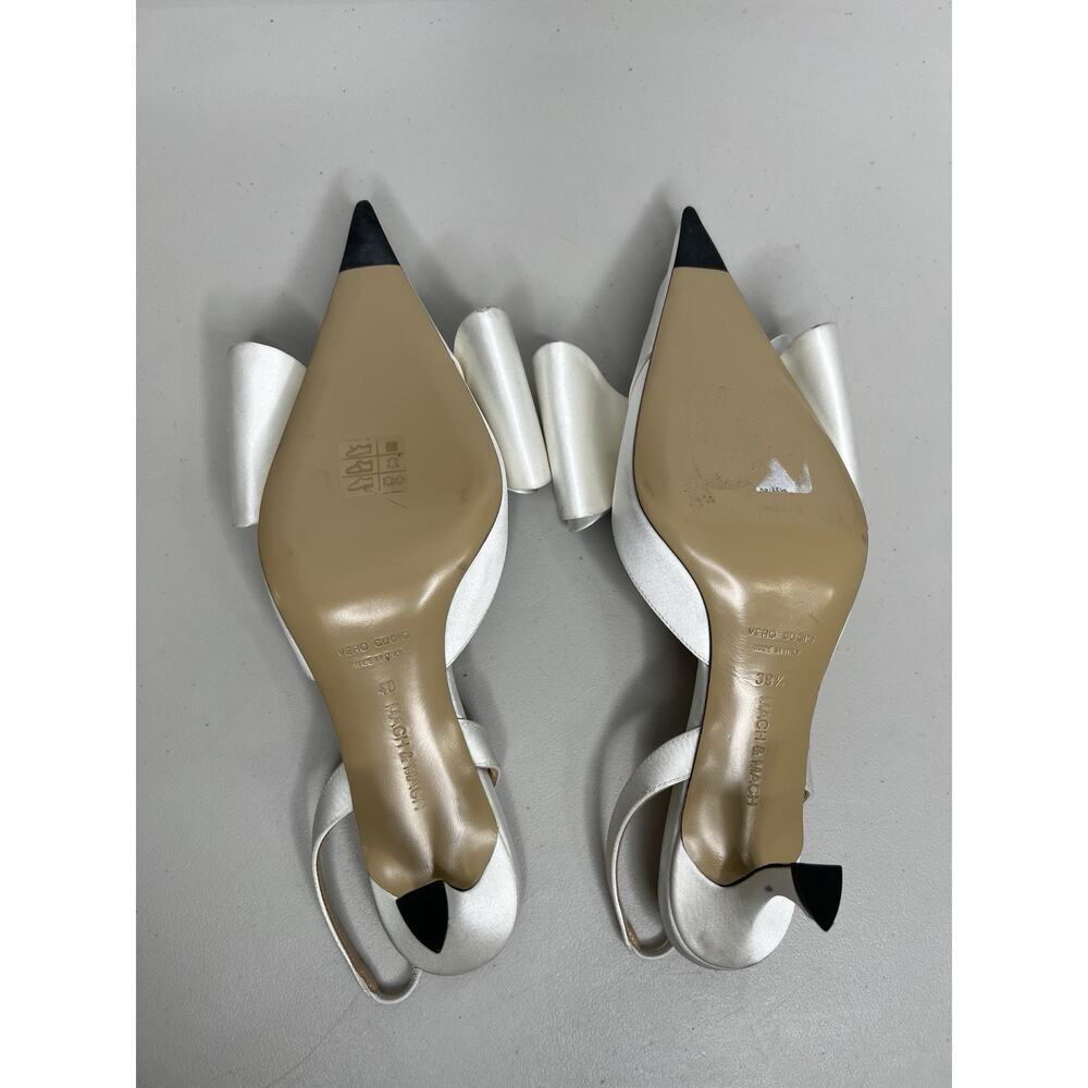 Mach & Mach White Le Cadeau Slingback Pumps Heels Women’s Size 39.5/40 - Picture 11 of 14